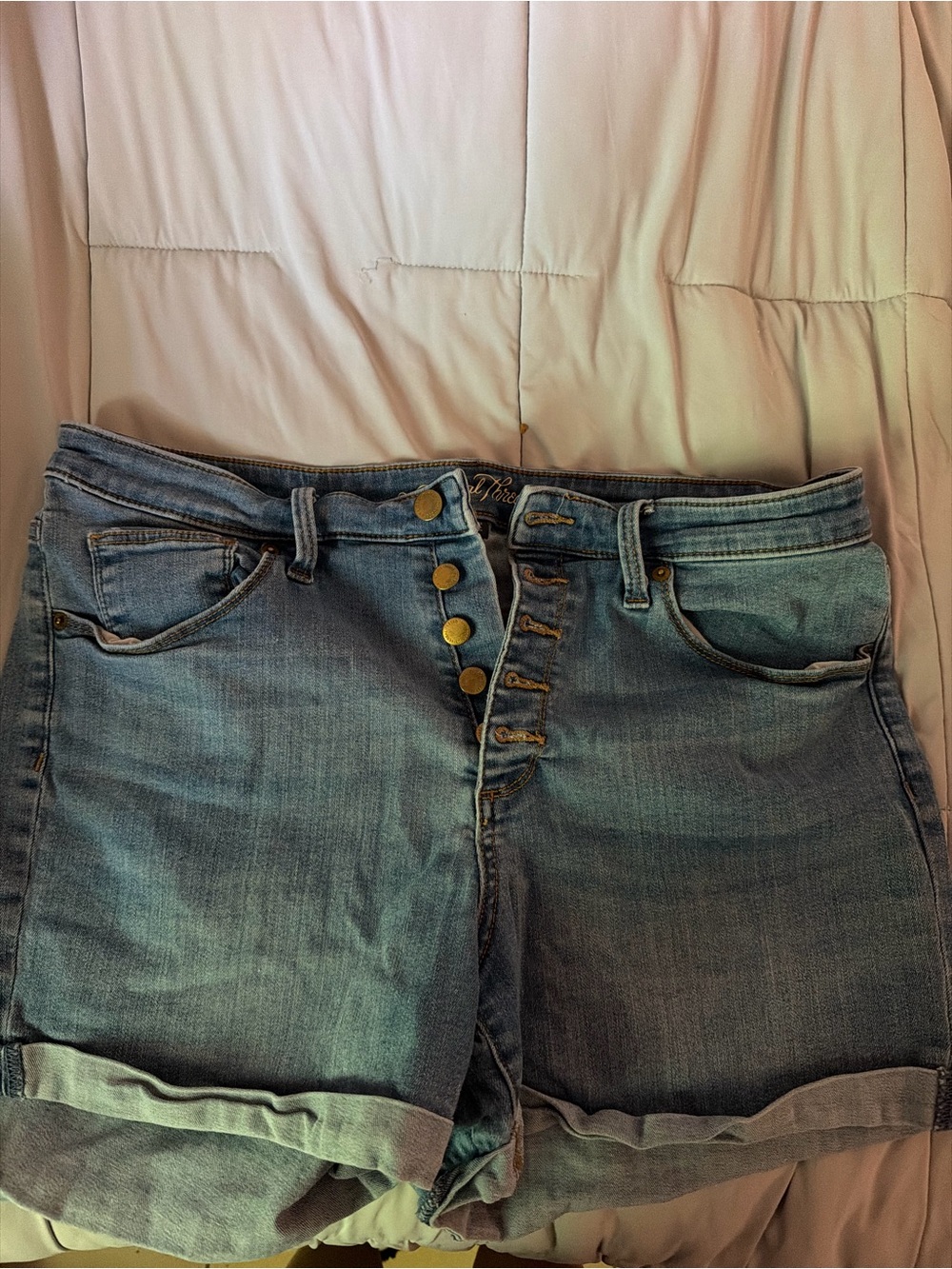 Universal Thread Women's High-Rise Button-Front Denim Shorts - Light Blue